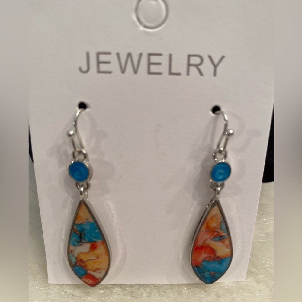 Mosaic Inspired Geometric Drop Earrings